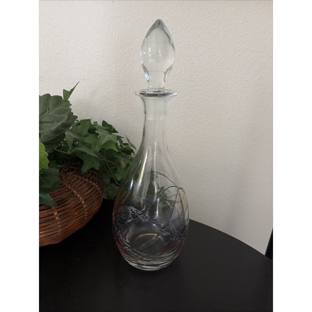 T.G.M.G Mosaic Wine Whiskey Liquor Glass Decanter Hand Made in Romania 13” Tall